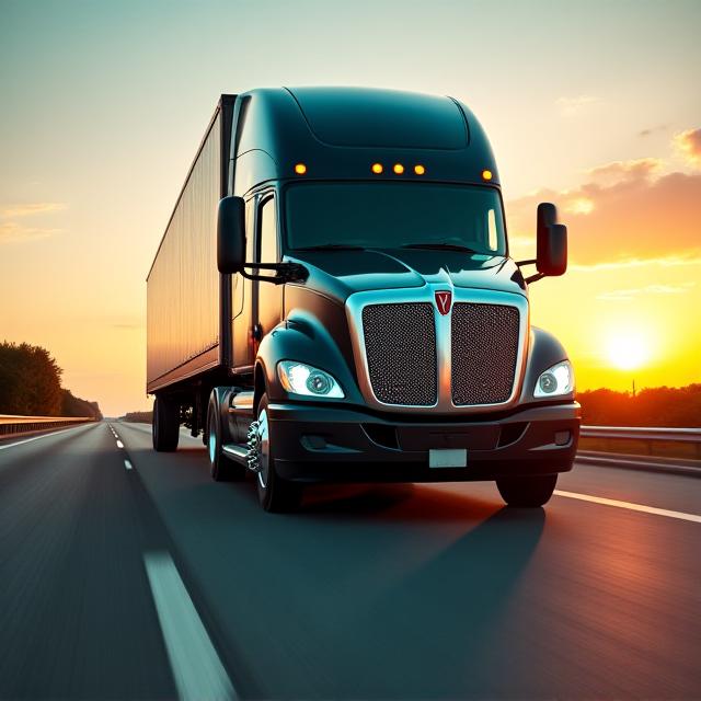Modern logistics truck moving cargo on a high-speed transit route