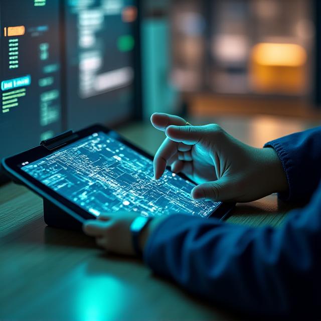 Logistics dispatcher coordinating freight transit with digital maps